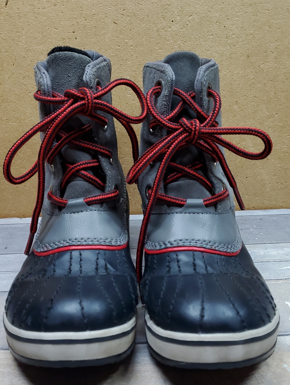 Sorel Kid's Gray Suede and Blue Ankle Boots Size 6.5/23.5 cm